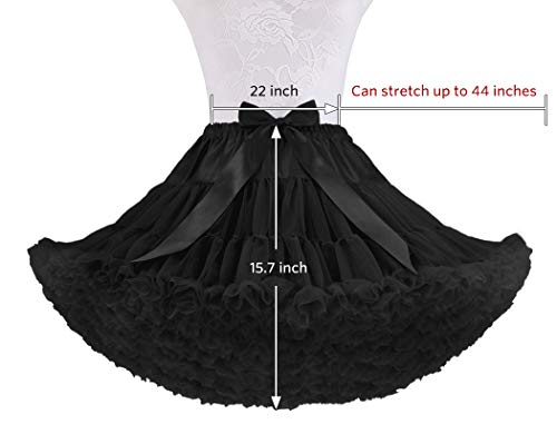 aingycy Women's Puffy Tutu Skirt Elastic Waist Tulle Tutu Skirt Fluffy Princess Ballet Dance Underskirt Black