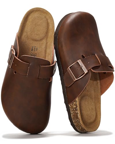 Image of Project Cloud 100% Genuine Leather Footbed Clogs for Women - Memory Foam Arch Support Slippers for Women - Trendy Slip-ons Women's Mules & Clogs Sandals