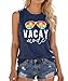 Womens Beach Tank Tops Funny Colorful Sunglasses Vacay Mode Graphic Top Tropical Cruise Vacation Muscle Tank Top Hawaiian Party Sleeveless Shirts,Navy Blue XL