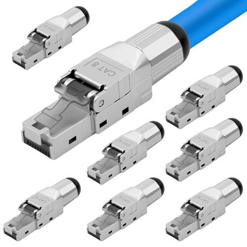 Connecteur RJ45 CAT 8 LSA blindé STP pour câble LAN rigide Lot de 8 fiches Ethernet