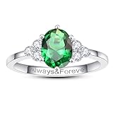 BONLAVIEGEM Created Women's Emerald Rings Emerald Engagement Rings Oval-Cut Engagement Rings Green...