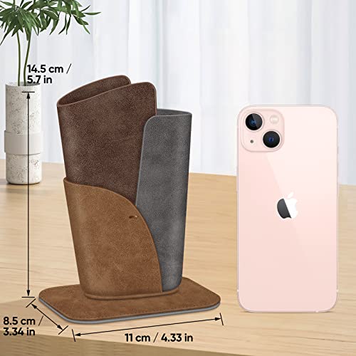 Fintie Eyeglasses Holder - Anti-Scratch Premium Vegan Leather Glasses Stand Case For Desk Or Nightstand, Vintage Brown #TOP6