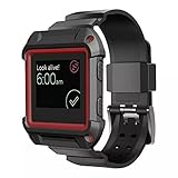 Fitbit Blaze Accessory Bands - SailFar [Rugged Pro] Resilient Protective Case with Replacement Strap Bands for Fibit Blaze Smart Fitness Sport Watch/Smartwatch, Small Large (Red)