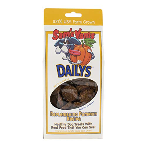 Sams Yams Sweet Potato Dog Treats, Healthy Dog Treats For Large, Medium Or Small Breed Dogs, Vegan Sweet Potato Dog Chews Made In Usa - Sam's Yams Daily's Replenishing Pumpkin Recipe Dog Snacks, 7Oz #TOP29