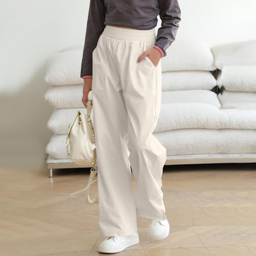 Girls Wide Leg Pants Casual Elastic High Waisted Summer Pants Lightweight Quick Dry Boys Athletic Pant with Pockets2