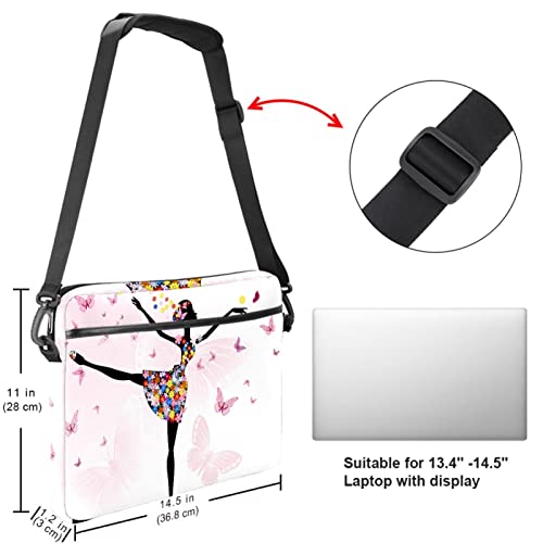 Sac ordinateur 13-14 pouces imprimé fleurs et papillons roses