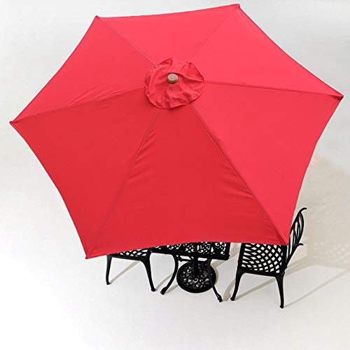 AMPERSAND SHOPS Replacement Cover for 9-Ft. 6-Rib Outdoor Patio Umbrella Canopy Sunshade Top (Red)