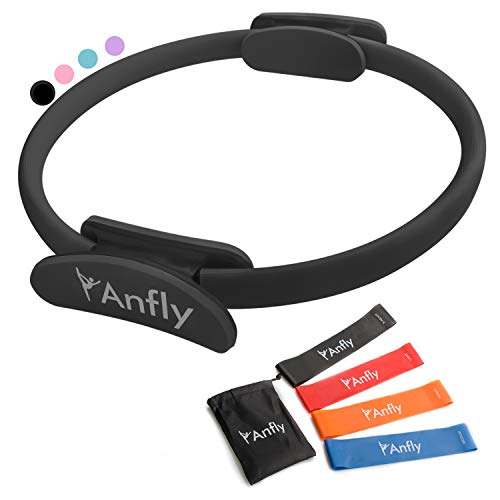 Anfly Pilates Ring - Pilates Magic Circle Dual Soft Grip Handles Along