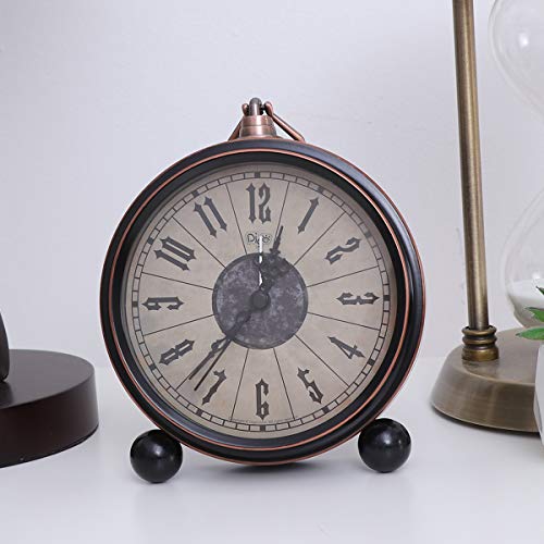 Vosarea Relógio retrô clássico, estilo europeu, relógio de mesa vintage antigo, sem pilhas para deco