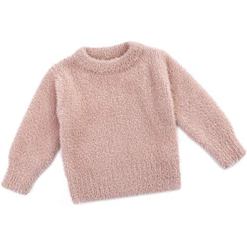 Curipeer Baby Sweater Solid Thick Basis Pullover Sweater Turtleneck Longsleeve Fall Clothes for Baby Girl and Boy Pink 18-24 Months
