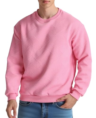 Men's Crewneck Sweatshirts Long Sleeve Pullover Crew Neck Sweatshirt Geometric Texture Casual Sweat Shirt