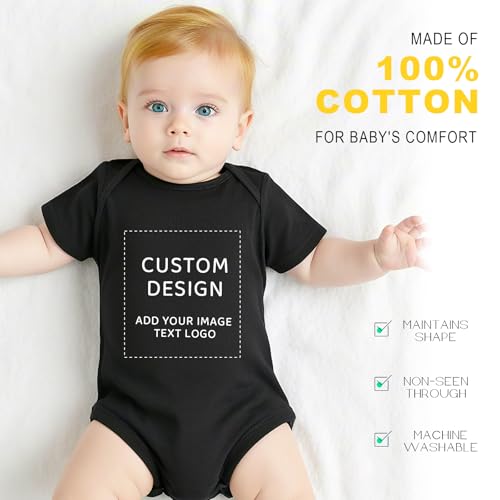 Custom Baby Romper 0-18 Months Personalized Onesie Add Name/Photo 100% Cotton Unisex Newborn Boy & Girl Outfits Gifts3