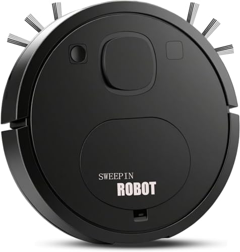 Robot Vacuum Robot Vacuum and Mop Aspiradora Robot Robotic Vacuum Cleaner Strong Suction Slim, Low Noise, Ideal for Pet Hair Hard Floor and Daily Cleaning (Black)