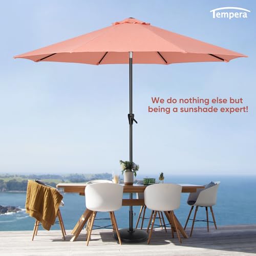 Image of Tempera Patio Market Outdoor Table Umbrella with Auto Tilt and Crank, Large Sun Umbrella with Sturdy Pole & Fade Resistant Canopy, Easy to Set