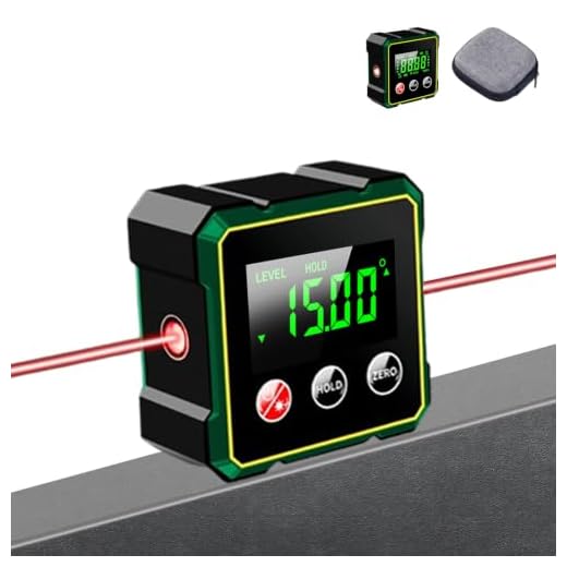Laidawei Digital Angle Finder with Electronic Laser Level,Inclinometer- 4-side Strong Magnetic Angle Gauge, Protractor,Finder Measuring Tool for Woodworking (Laser Level is Class II,Output<5mW)
