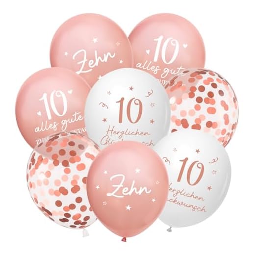 Luftballons 10 Jahre Geburtstag, 24 Stück Deko 10. Geburtstags Mädchen, 10 Alles Gute zum Geburtstag Ballons, Roségold 10. Geburtstagsdeko, 10th Birthday Ballon für Tochter