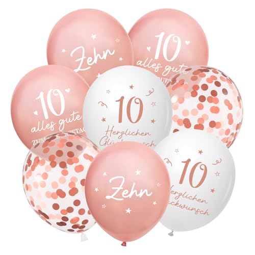 Luftballons 10 Jahre Geburtstag 24 Stück Deko 10. Geburtstags Mädchen 10 Alles Gute zum Geburtstag Ballons Roségold 10. Geburtstagsdeko 10th Birthday Ballon für Tochter