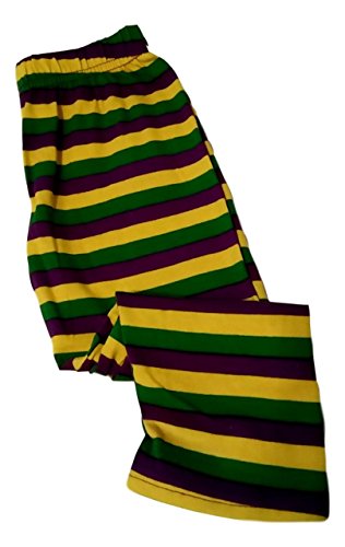 Mardi Gras Leggings Girls 6 Stripe Purple Green Yellow Soft Knit
