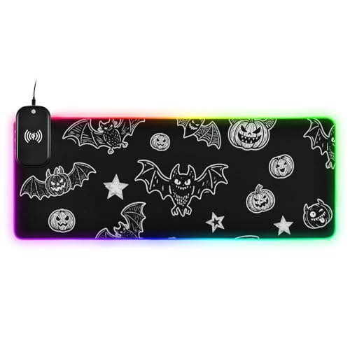 Tapis de souris de jeu pour bureau nocturne avec fil lumineux noir