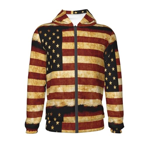 American Antique Flag Kids Pullover Hoodies Boys Zip Up Sweatshirts Girls Athletic Clothes with Pocket2