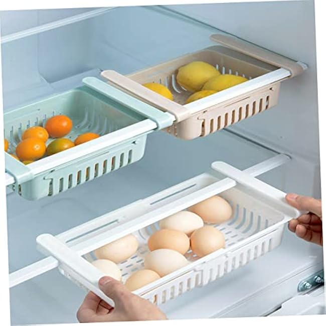2pcs Retractable Refrigerator Storage Box Creative Organizer for Fridge Easy to Container Space-saving Design White