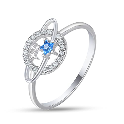 925 Sterling Silver Simple Design Planet Star Ring For Women Fashion Zircon Ring Statement Stacking Rings Wedding Ring Jewelry Gift