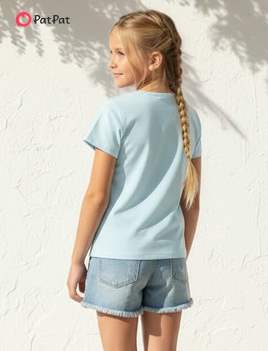 Image of PATPAT Girls Crewneck Short Sleeve Graphic Tees Animal Print Shirts Cute Summer Outfits 5-12 Years