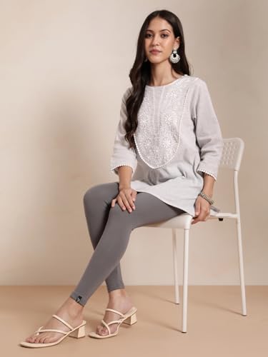 Image of TWIN BIRDS Super Stretchable Cotton Elasthane Fabric Ankle Length Leggings for Women