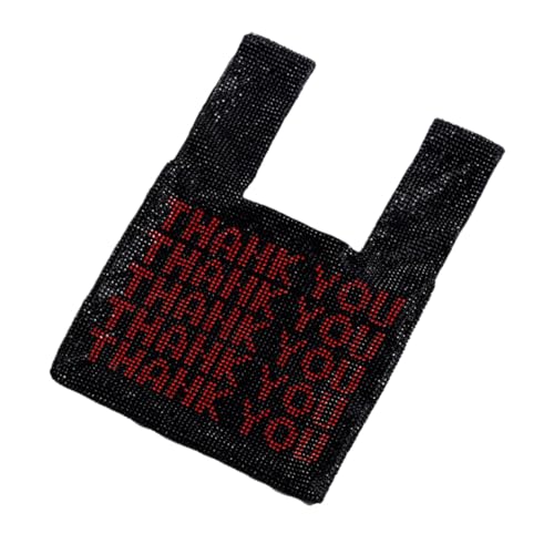 Image of Women Rhinestone Evening Bag Shiny Printed Thankyou Handbag Trendy Shoulder Tote Glitter Soft Satchel for Prom