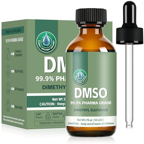 DMSO 99.9%, Pharmaceutical Grade Pure DMSO with Dropper in Glass Bottle, Non-diluted Dimethyl Sulfoxide Liquid, 2 fl oz