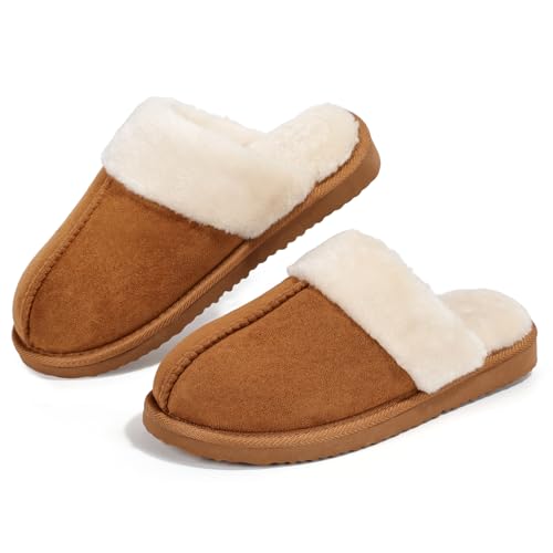 Fuzzy Slippers for Women Cozy Faux Fur House Shoes Winter Warm Memory Foam Slippers for Indoor and Outdoor2