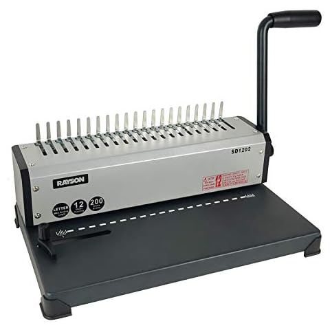 RAYSON SD1202 Comb Binding Machine, 19 Holes, Max Punching Letter Size, with Comb Set Binder for Daily Binding Cover