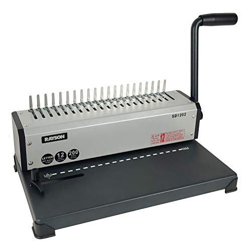 RAYSON SD1202 Comb Binding Machine, 19 Holes, Max Punching Letter Size, with Comb Set Binder for Daily Binding by RAYSON - Used condition - US$54.03