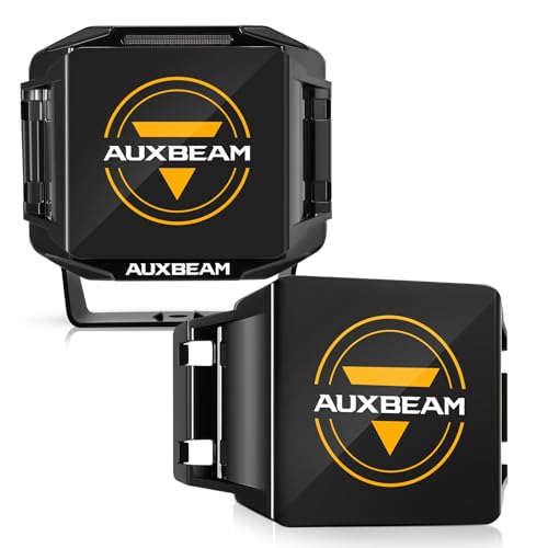 Auxbeam 7 inch Pod Light Covers, Black Cube Offroad Light Cover Waterproof Polycarbonate Protective Lens for Round LED Pod Fog (Fit for ZD000869, ZD000870), Pair 7 inch black led pod cover