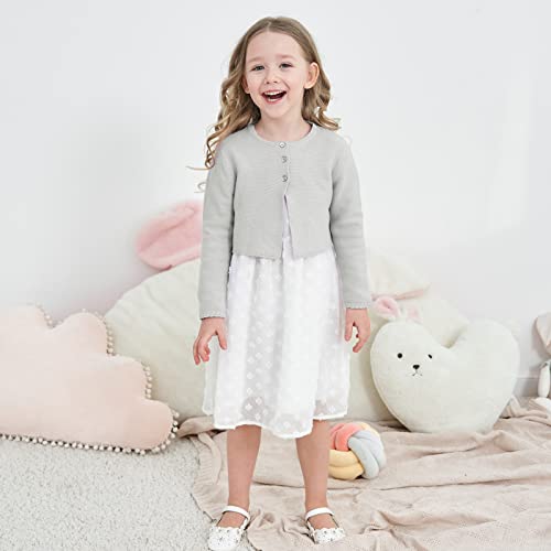 Image of Girls' Long Sleeve Knitted Bolero Cardigan Kids Button Closure Shrug Sweaters Cropped Jacket Cover Up Tops
