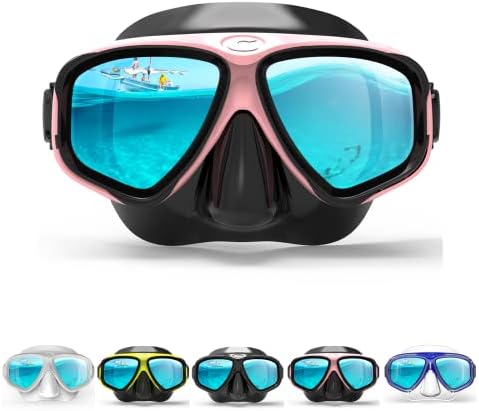 COPOZZ Youth Scuba Mask, Low Volume No Fogging Snorkeling Scuba Dive Glasses, Seal Free Diving Tempered Glass Mask Goggles, Swimming Scuba Dive Snorkeling Swim Mask Diving Goggles Mask for Men Women