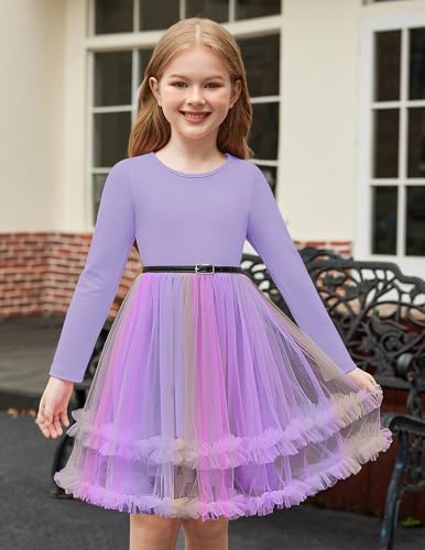 Arshiner Girls Tutu Dresses Toddler Fall Winter Long Sleeve Fluffy Tulle Party Dress for Kids 3-8Y2