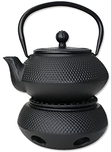 Hobnail Iron Teapot + Warmer - Japanese Antique 24 Fl Oz Black Small Dot Cast Iron Teapot Tetsubin With Infuser / Gift / Birthday Gift / Kitchen / Teapot / Idea For Gift #TOP11
