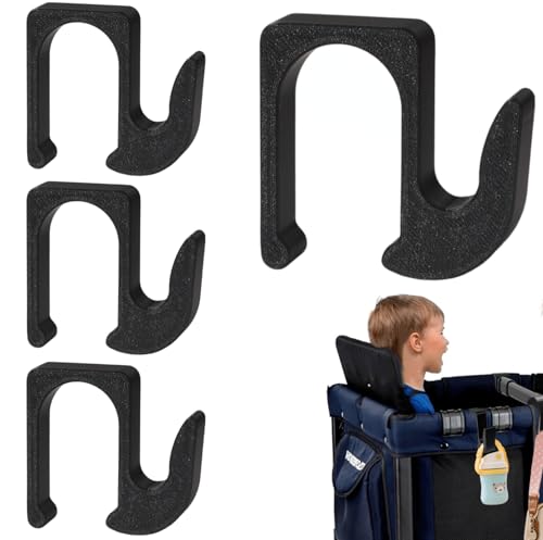 Multipurpose Side Hooks, Stroller Hooks for Bags Wonderfold Wagon W4 & W2, Hang Everything Within Reach, 30 lb Weight Capacity Upgraded (One Size, pcs, 4)