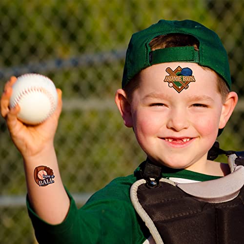 Zonon 144 Pieces Baseball Temporary Tattoos Baseball Softball Sport Themed Waterproof Temporary Tattoos Stickers Birthday Party Decoration Supplies For Kids Adults Sporting Fans 9 Styles thumb #3