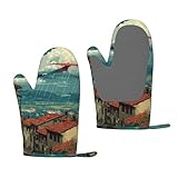 Rangement pratique : équipé d'un cordon latéral, chaque gant imprimé Kites over the Hills peut être facilement accroché après utilisation, favorisant un rangement organisé dans la cuisine et un accès rapide si nécessaire, deux paquets inclus pour une utilisation prolongée