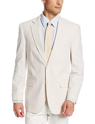 Palm Beach Men's Brock Seersucker Suit Separate Jacket, Tan/White, 42 Short