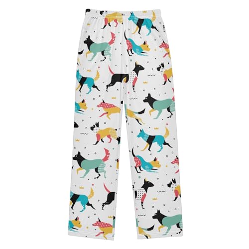 Boys' Pants Funny Puppy Dog Colorful Long Bottoms Jogger Pants Elastic Waist Trousers with Pockets S-XL