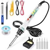 OneAmg Fer à Souder Kit 80W Température Réglable 180 500°C, Outil de Soudure Électronique de Précision avec 5 Pannes, Pompe à Dessouder, Fil de Soudure, Pincettes