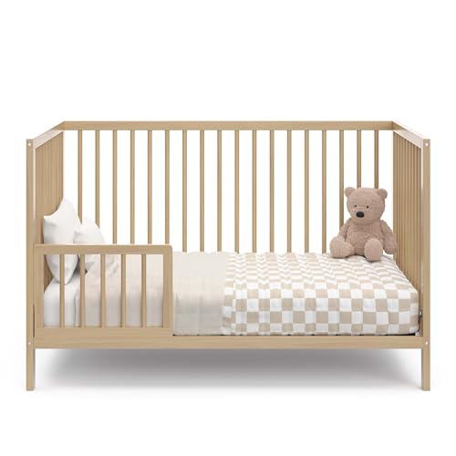 Image of Graco Storkcraft Toddler Safety Guardrail with Dowels (Driftwood) - GREENGUARD Gold Certified, Converts Compatible Storkcraft Crib to Toddler Bed, Each Toddler Guardrail Sold Individually