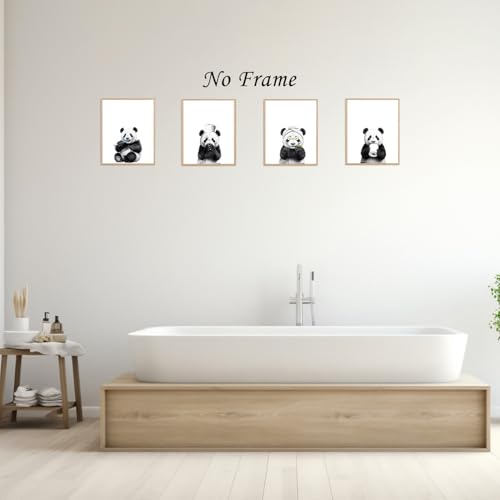 Image of Boat Wades Funny Bathroom Panda Wall Art Prints Set of 4, Animal Bathroom Decor, Cute Panda Animal Posters Pictures Wall Decor for Bath Room Washroom Restroom Toilet, 8x10 Unframed