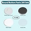 Happizza 200 Sets 58mm(2.25 in) Blank Pin Back Buttons Parts for Button Maker Machine 58mm, Round Badge Making Supplies, Includes Metal Cover, Plastic Button Back Cover, Clear Film&Blank Paper #1