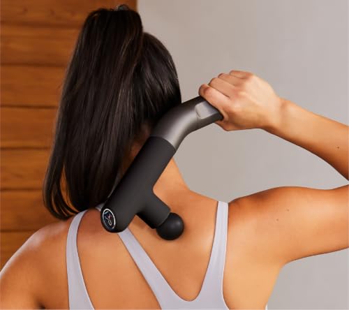 Image of Sharper Image PowerBoost Reach Massage Gun| Guided Massage Program| iOS Android Apple Watch App| Hot + Cold Therapy| Touchscreen| Extension Handle| Deep Tissue Percussion Massager| Gifts for Men Women