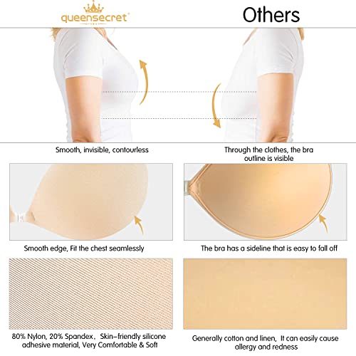 Queensecret 2023 Adhesive Bra, Push Up Strapless Self Adhesive Bra, Invisible Silicone Bra For Backless Dress (A, Nude) #TOP3