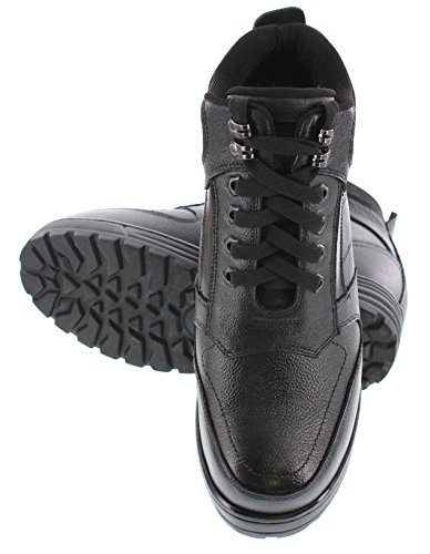 Calden Men's Invisible Height Increasing Elevator Shoes - Black Pebble Grain Leather Lace-up Ankle Boots with Extra Tall - 5.2 Inches Taller - K881805 - Size 11 D(M) US4